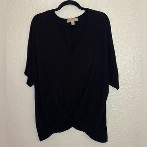 Michael Kors Women’s Gathered Front Short Sleeve Black Top Size Large
